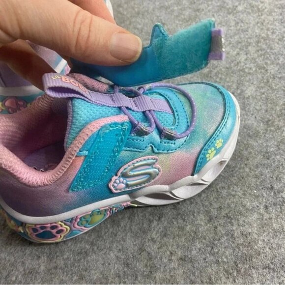 Skechers Girls Lil Bobs Pretty Paws Sneakers Running Light Up Shoes Toddler 5 - Picture 7 of 9